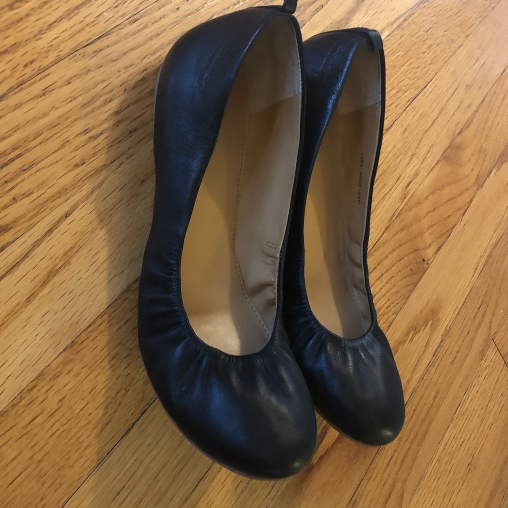 J. Crew Black Leather Ballet Flats